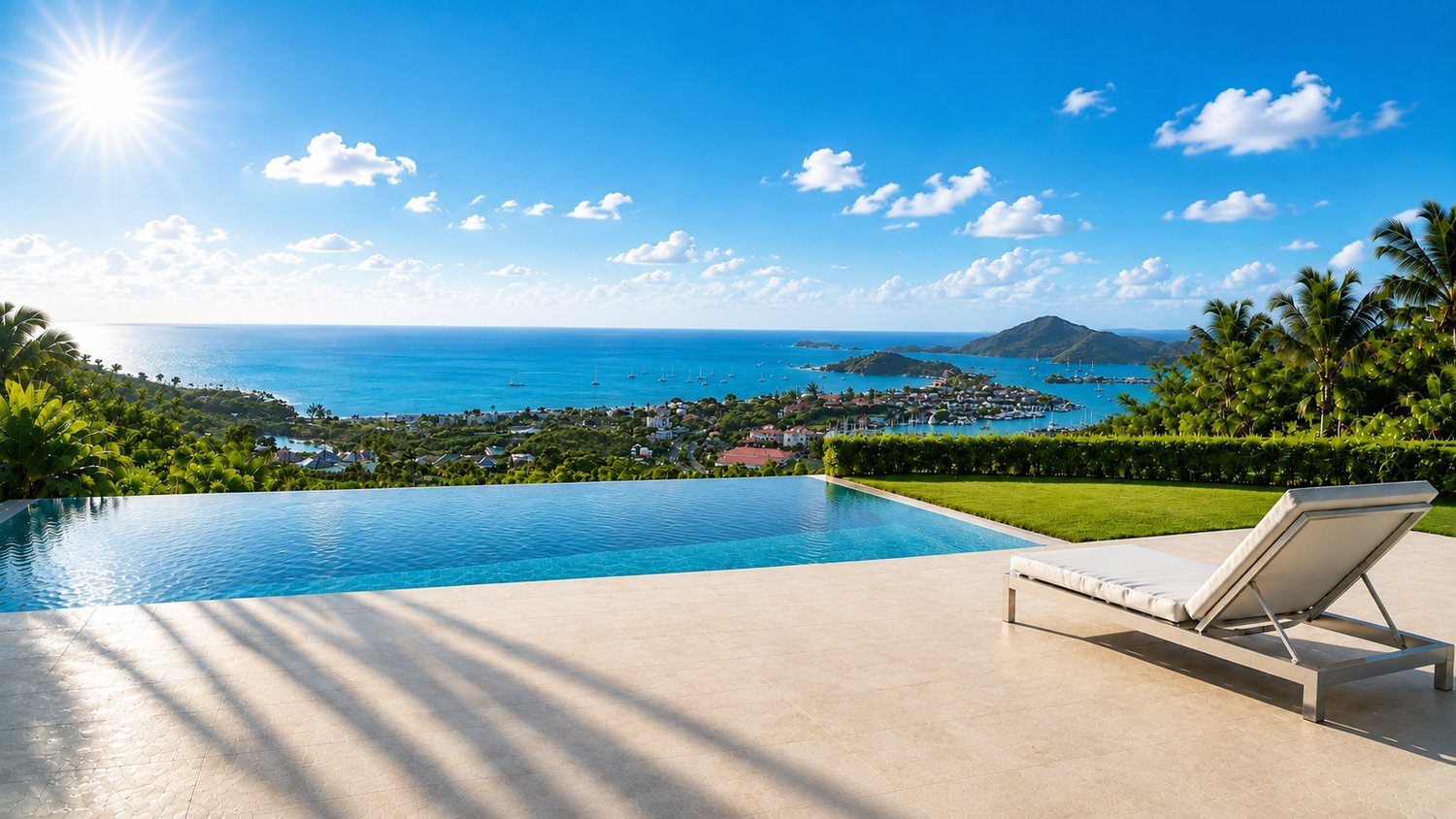 Villa Skyline infinity pool overlooking Jolly Harbour